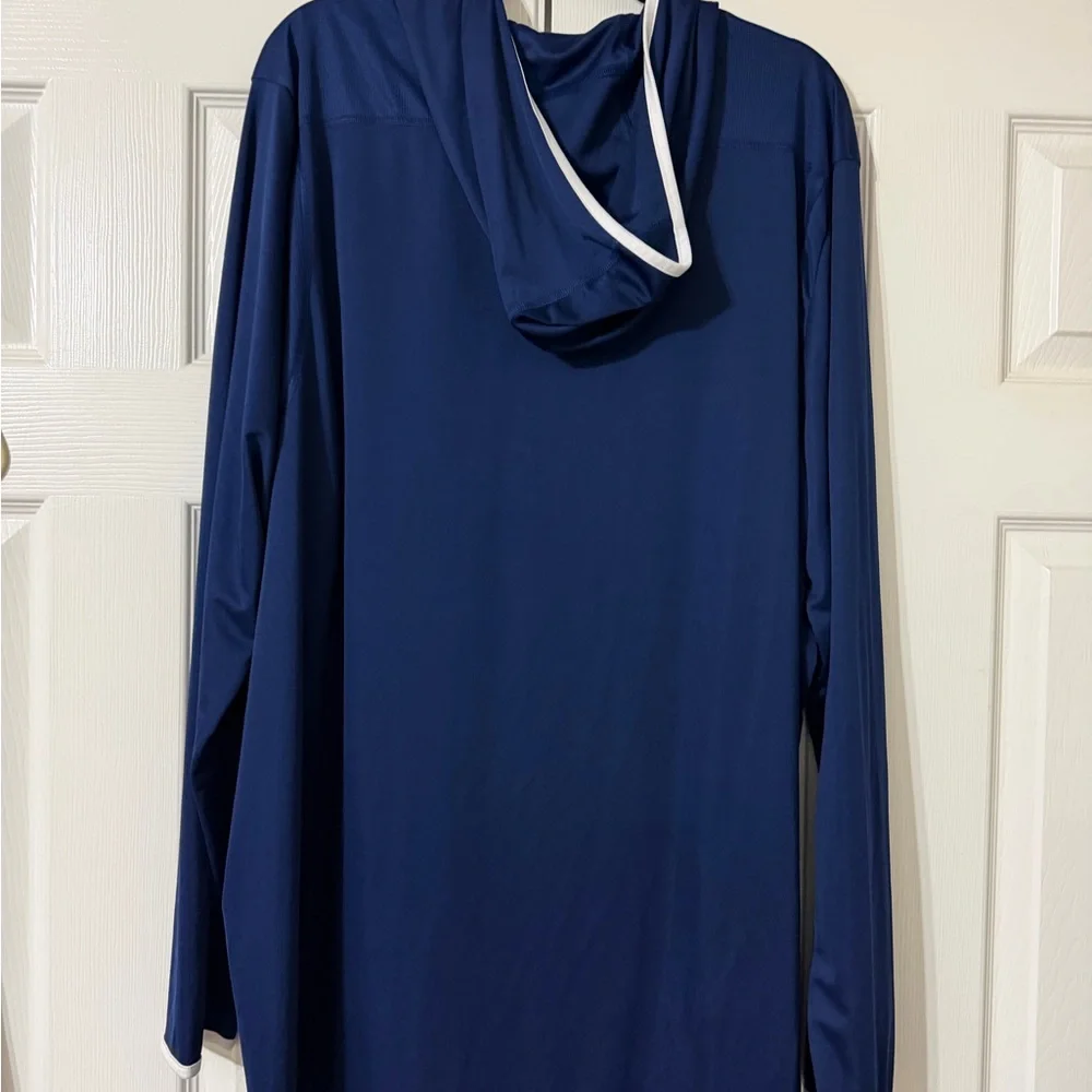 Men’s Adidas thin Navy hoodie with white trim 3XL